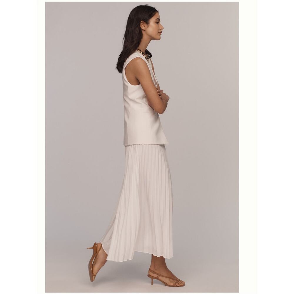 Derek Lam 10 Crosby White Pleated Mixed Media Midi Dress NWT Size 6 Designer - Picture 9 of 16
